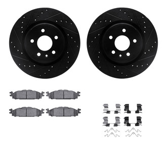 R1 Concepts® - Drilled and Slotted Front Brake Kit with Semi-Metalic Pads