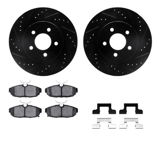 R1 Concepts® - Drilled and Slotted Rear Brake Kit with Semi-Metalic Pads