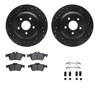 R1 Concepts® - Drilled and Slotted Rear Brake Kit with Semi-Metalic Pads