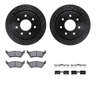 R1 Concepts® - Drilled and Slotted Rear Brake Kit with Semi-Metalic Pads
