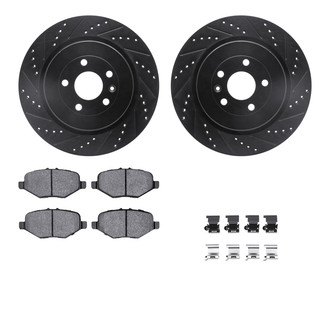 R1 Concepts® - Drilled and Slotted Rear Brake Kit with Semi-Metalic Pads