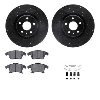 R1 Concepts® - Drilled and Slotted Front Brake Kit with Semi-Metalic Pads