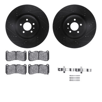 R1 Concepts® - Drilled and Slotted Front Brake Kit with Semi-Metalic Pads