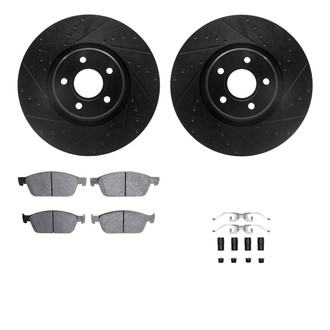R1 Concepts® - Drilled and Slotted Front Brake Kit with Semi-Metalic Pads