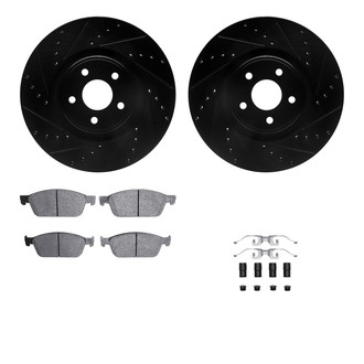 R1 Concepts® - Drilled and Slotted Front Brake Kit with Semi-Metalic Pads