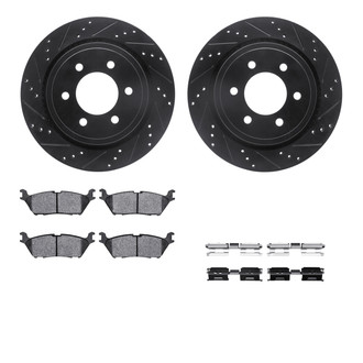 R1 Concepts® - Drilled and Slotted Rear Brake Kit with Semi-Metalic Pads