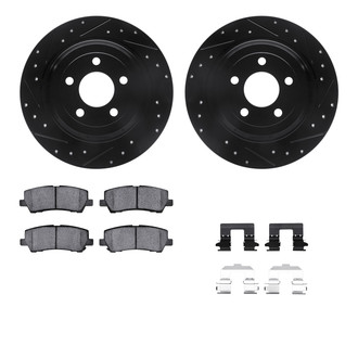 R1 Concepts® - Drilled and Slotted Rear Brake Kit with Semi-Metalic Pads