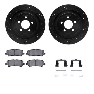 R1 Concepts® - Drilled and Slotted Brake Kit with Semi-Metalic Pads