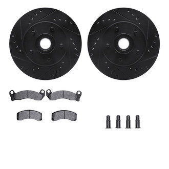 R1 Concepts® - Drilled and Slotted Front Brake Kit with Semi-Metalic Pads