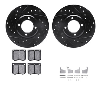 R1 Concepts® - Drilled and Slotted Front Brake Kit with Semi-Metalic Pads