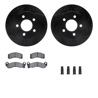 R1 Concepts® - Drilled and Slotted Front Brake Kit with Semi-Metalic Pads
