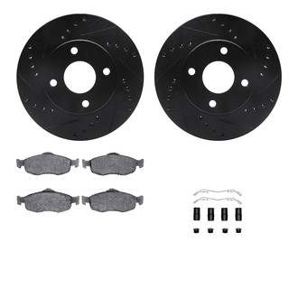 R1 Concepts® - Drilled and Slotted Brake Kit with Semi-Metalic Pads