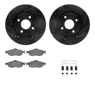 R1 Concepts® - Drilled and Slotted Front Brake Kit with Semi-Metalic Pads