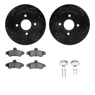 R1 Concepts® - Drilled and Slotted Rear Brake Kit with Semi-Metalic Pads