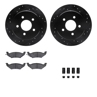 R1 Concepts® - Drilled and Slotted Rear Brake Kit with Semi-Metalic Pads