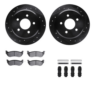 R1 Concepts® - Drilled and Slotted Rear Brake Kit with Semi-Metalic Pads