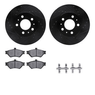 R1 Concepts® - Drilled and Slotted Front Brake Kit with Semi-Metalic Pads