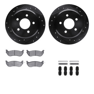 R1 Concepts® - Drilled and Slotted Rear Brake Kit with Semi-Metalic Pads