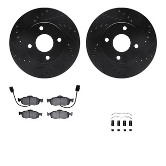 R1 Concepts® - Drilled and Slotted Front Brake Kit with Semi-Metalic Pads