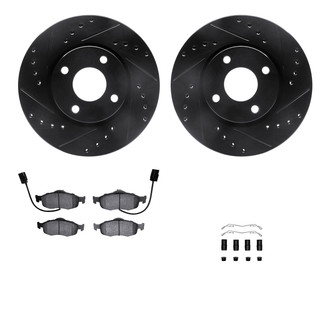 R1 Concepts® - Drilled and Slotted Front Brake Kit with Semi-Metalic Pads