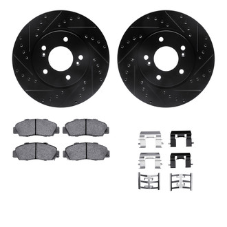 R1 Concepts® - Drilled and Slotted Front Brake Kit with Semi-Metalic Pads