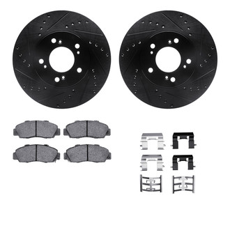 R1 Concepts® - Drilled and Slotted Front Brake Kit with Semi-Metalic Pads