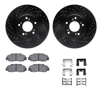 R1 Concepts® - Drilled and Slotted Brake Kit with Semi-Metalic Pads