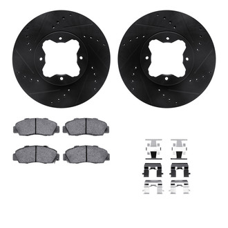 R1 Concepts® - Drilled and Slotted Front Brake Kit with Semi-Metalic Pads