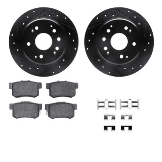 R1 Concepts® - Drilled and Slotted Rear Brake Kit with Semi-Metalic Pads