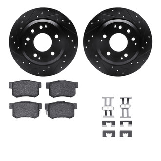 R1 Concepts® - Drilled and Slotted Rear Brake Kit with Semi-Metalic Pads