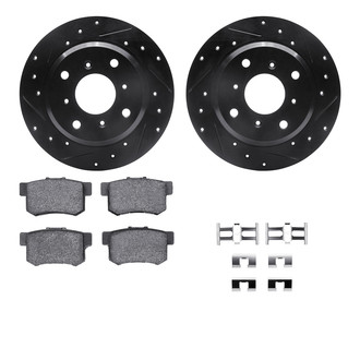 R1 Concepts® - Drilled and Slotted Rear Brake Kit with Semi-Metalic Pads