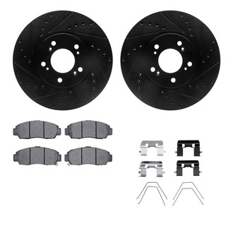 R1 Concepts® - Drilled and Slotted Brake Kit with Semi-Metalic Pads