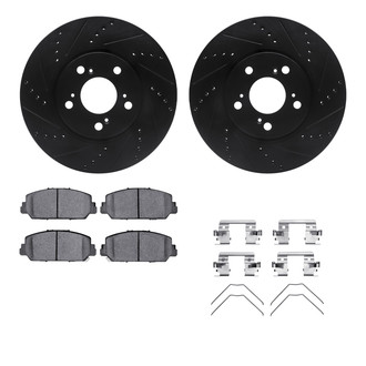 R1 Concepts® - Drilled and Slotted Front Brake Kit with Semi-Metalic Pads