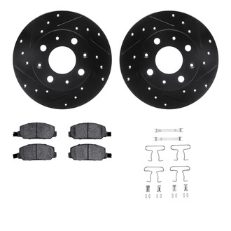 R1 Concepts® - Drilled and Slotted Front Brake Kit with Semi-Metalic Pads