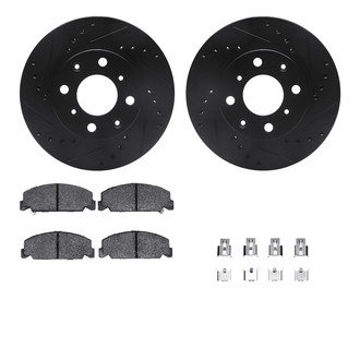 R1 Concepts® - Drilled and Slotted Front Brake Kit with Semi-Metalic Pads