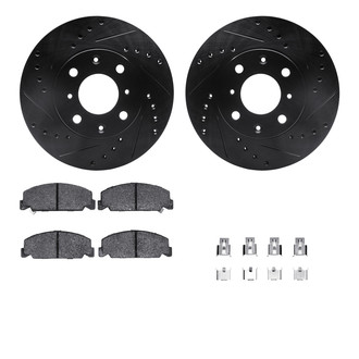 R1 Concepts® - Drilled and Slotted Front Brake Kit with Semi-Metalic Pads