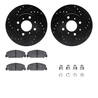 R1 Concepts® - Drilled and Slotted Front Brake Kit with Semi-Metalic Pads
