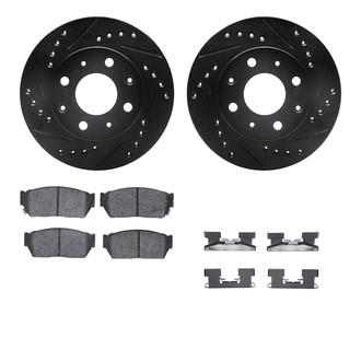 R1 Concepts® - Drilled and Slotted Front Brake Kit with Semi-Metalic Pads