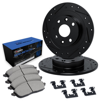 R1 Concepts® - Drilled and Slotted Front Brake Kit with Semi-Metalic Pads