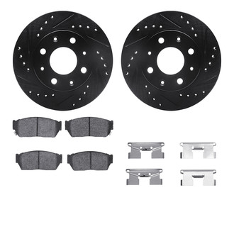R1 Concepts® - Drilled and Slotted Front Brake Kit with Semi-Metalic Pads