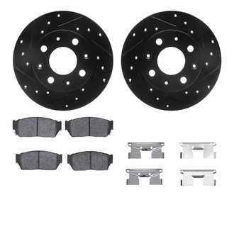 R1 Concepts® - Drilled and Slotted Front Brake Kit with Semi-Metalic Pads