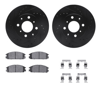 R1 Concepts® - Drilled and Slotted Front Brake Kit with Semi-Metalic Pads