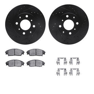 R1 Concepts® - Drilled and Slotted Front Brake Kit with Semi-Metalic Pads