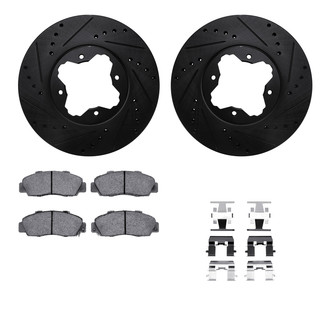 R1 Concepts® - Drilled and Slotted Front Brake Kit with Semi-Metalic Pads