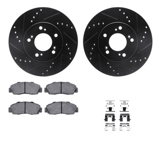 R1 Concepts® - Drilled and Slotted Brake Kit with Semi-Metalic Pads