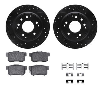 R1 Concepts® - Drilled and Slotted Rear Brake Kit with Semi-Metalic Pads