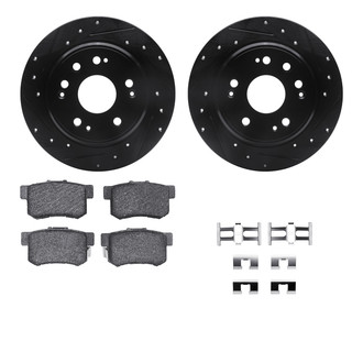 R1 Concepts® - Drilled and Slotted Rear Brake Kit with Semi-Metalic Pads