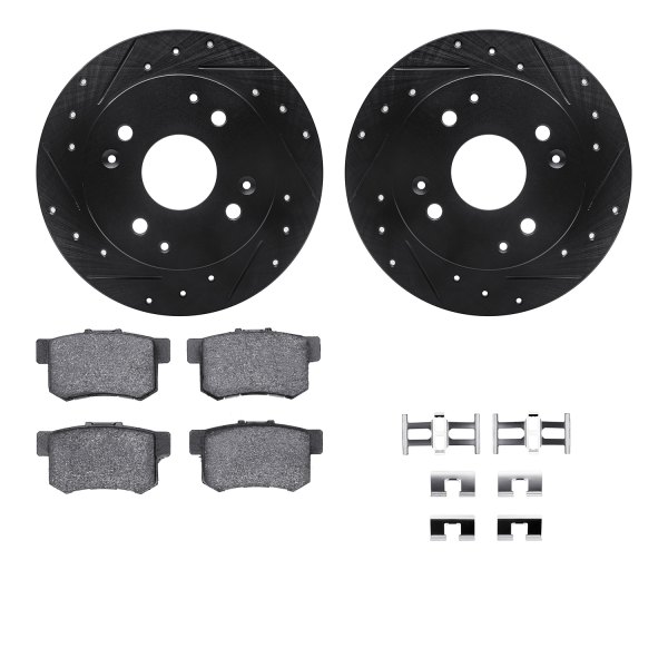  R1 Concepts® - Drilled and Slotted Rear Brake Kit with Semi-Metalic Pads