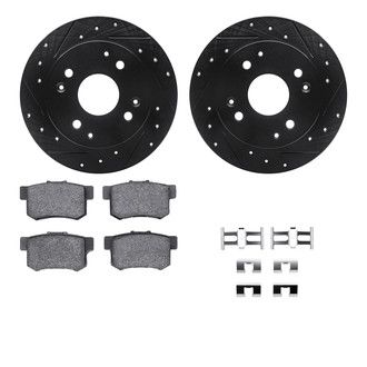 R1 Concepts® - Drilled and Slotted Rear Brake Kit with Semi-Metalic Pads