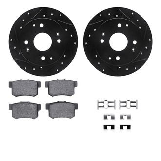 R1 Concepts® - Drilled and Slotted Rear Brake Kit with Semi-Metalic Pads